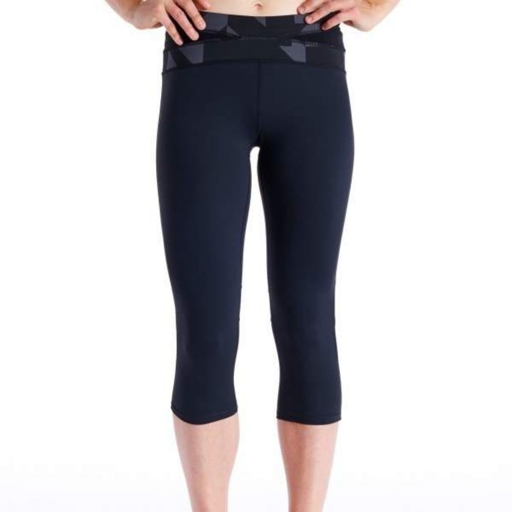 Oiselle Window Tights, Black/Grey, Sz 4